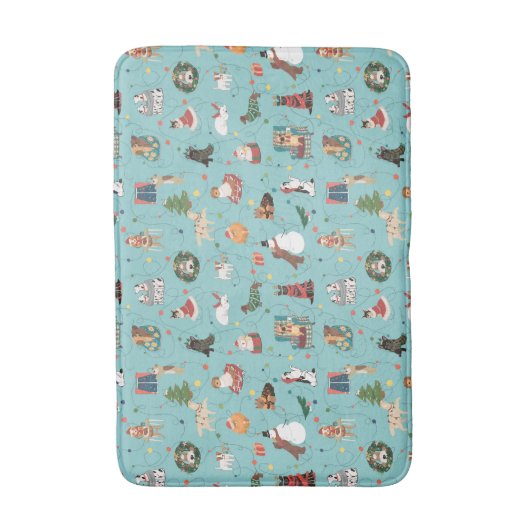 Feestelijke Vakantie Honden in Kerst Truien Patroo Badmat (Voorkant Verticaal)