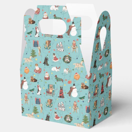 Feestelijke Vakantie Honden in Kerst Truien Patroo Bedankdoosjes (Geopend)