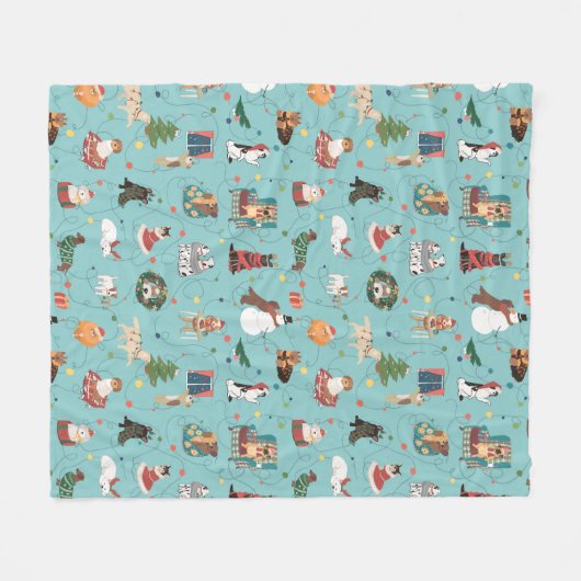 Feestelijke Vakantie Honden in Kerst Truien Patroo Fleece Deken (Voorkant (Horizontaal))