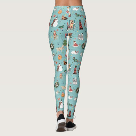 Feestelijke Vakantie Honden in Kerst Truien Patroo Leggings (Achterkant)