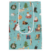Feestelijke Vakantie Honden in Kerst Truien Patroo Medium Cadeauzakje (Achterkant)