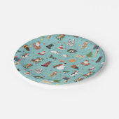 Feestelijke Vakantie Honden in Kerst Truien Patroo Papieren Bordje (Gekanteld)