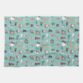 Feestelijke Vakantie Honden in Kerst Truien Patroo Theedoek (Horizontaal)