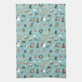 Feestelijke Vakantie Honden in Kerst Truien Patroo Theedoek (Verticaal)