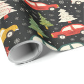 Feestelijke vakantie inpakpapier met auto's en bom (Rol Hoek)