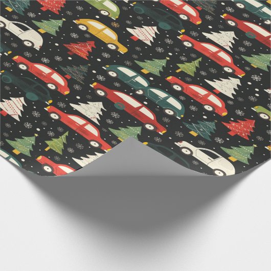 Feestelijke vakantie inpakpapier met auto's en bom (Hoek)