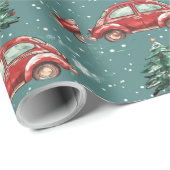 Feestelijke vakantie inpakpapier met auto's en bom (Rol Hoek)