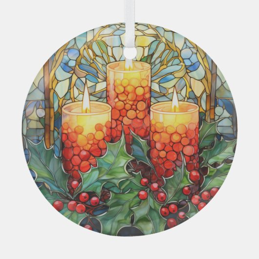 Feestelijke vakantie kaarsen glas ornament (Voorkant)