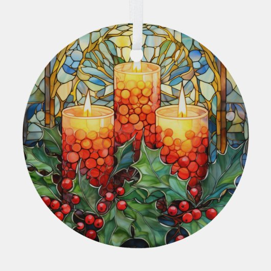 Feestelijke vakantie kaarsen glas ornament (Achterkant)