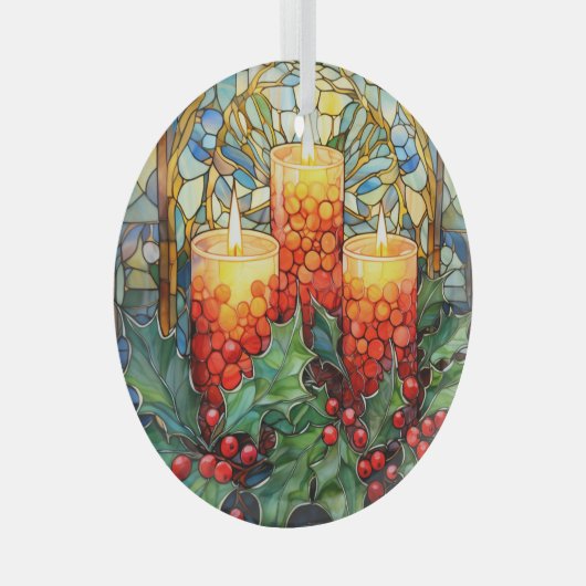 Feestelijke vakantie kaarsen glas ornament (Voorkant Rechts)