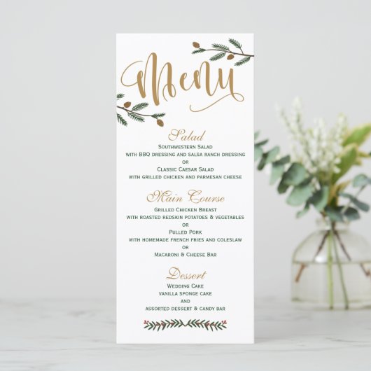 Feestelijke vakantie Kerstmis Bruiloft Menu (Staand voorkant)