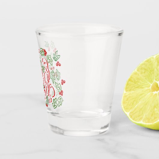 Feestelijke Vakantie Kerstmis JOY Script Shot Glas (Rechts)