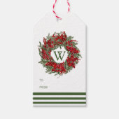 Feestelijke vakantie krans Monogram Gift Label Cadeaulabel (Voorkant)