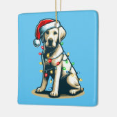Feestelijke Vakantie Labrador Hond met Kerstverlic Keramisch Ornament (Links)