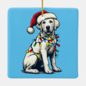 Feestelijke Vakantie Labrador Hond met Kerstverlic Keramisch Ornament (Achterkant)
