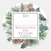 Feestelijke vakantie met gebladerte naar / van cad ronde sticker (Voorkant)