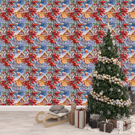 Feestelijke Vakantie Mistletoe Berries DIY Peel & Behang