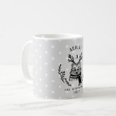 Feestelijke vakantie Racoon Etsen Familie Monogram Koffiemok (Voorkant links)