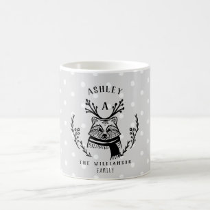 Feestelijke vakantie Racoon Etsen Familie Monogram Koffiemok