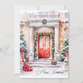 Feestelijke vakantie Rode Deur Vrolijk Kerstfeest Feestdagenkaart (Voorkant)