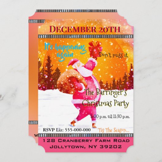 Feestelijke Vakantie Roze Sinterklaas Kerstfeest Kaart (Voorkant / Achterkant)