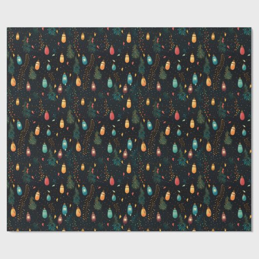 Feestelijke vakantie rustieke kerstverlichting cadeaupapier (Vlak)