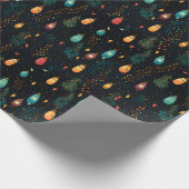 Feestelijke vakantie rustieke kerstverlichting cadeaupapier (Hoek)