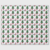 Feestelijke vakantie Santa & Trees Wrapping Paper Cadeaupapier (Vlak)
