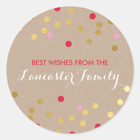 FEESTELIJKE VAKANTIE SEAL confetti patroon gouden  Ronde Sticker (Voorkant)