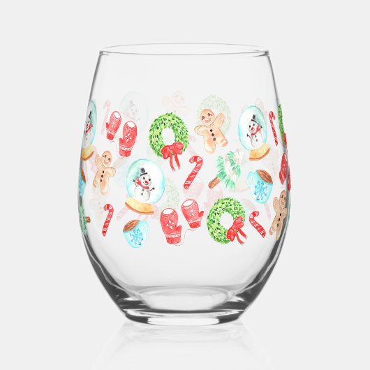 Feestelijke vakantie Stemless Wine Glass Wijnglas Zonder Voet (Voorkant)