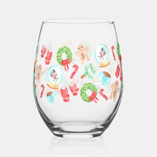 Feestelijke vakantie Stemless Wine Glass Wijnglas Zonder Voet (Achterkant)