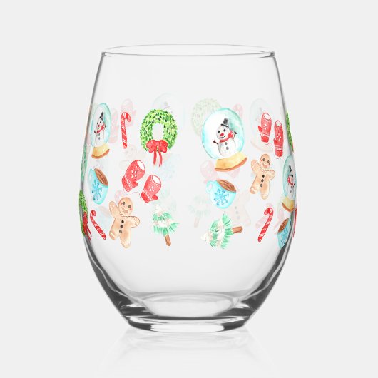 Feestelijke vakantie Stemless Wine Glass Wijnglas Zonder Voet (Rechts)