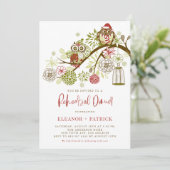 Feestelijke vakantie uilen bloemenrepetitie diner kaart (Staand voorkant)