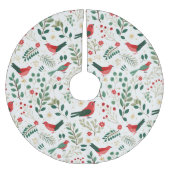 Feestelijke Vakantie Vogels Groene Holly Rode Bess Kerstboom Rok (Voorkant)