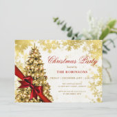 Feestelijke vakantie Xmas Pine Tree, Goud & Rood L Kaart (Staand voorkant)