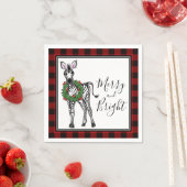 Feestelijke Vakantie Zebra Holly krans buffelplaid Servet (Insitu)