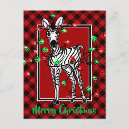 Feestelijke vakantie Zebra Holly krans rode plaid Briefkaart