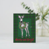 Feestelijke vakantie Zebra tekening groene plaid Briefkaart (Staand voorkant)