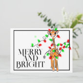 Feestelijke vakantiegiraffe | rode groene Kerstlic Kaart (Staand voorkant)