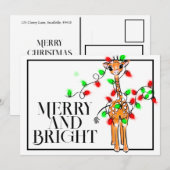 Feestelijke vakantiegiraffe | rode groene Kerstlic Kaart (Voorkant / Achterkant)