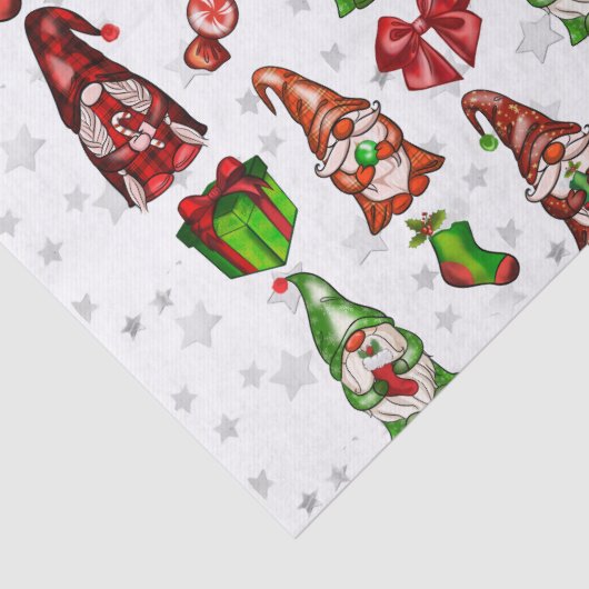 Feestelijke vakantiekabouters Zilveren Sterren Wee Tissuepapier (Detail)