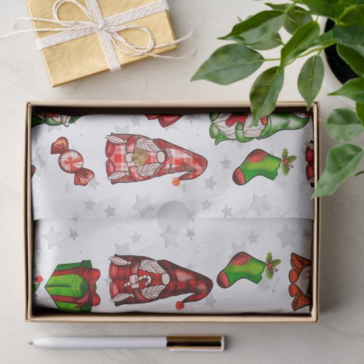 Feestelijke vakantiekabouters Zilveren Sterren Wee Tissuepapier (Geschenk)