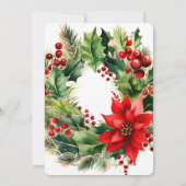 FEESTELIJKE VAKANTIEKRANS, KERSTFEEST KAART (Achterkant)