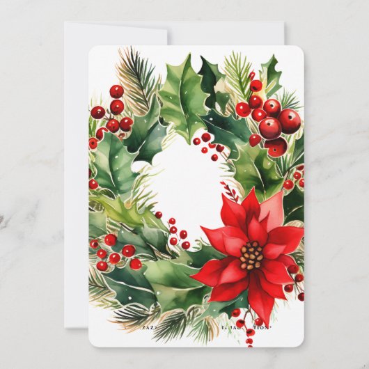FEESTELIJKE VAKANTIEKRANS, KERSTFEEST KAART (Achterkant)