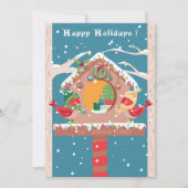 Feestelijke vakantievogelhuis plat kerstkaart (Voorkant)