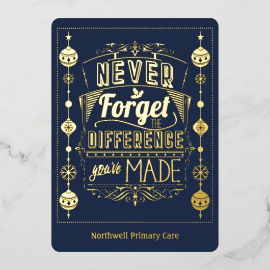 Feestelijke Vakantiewaardering voor Personeel en M Folie Feestdagenkaart (Voorkant)