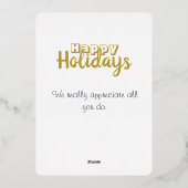 Feestelijke Vakantiewaardering voor Personeel en M Folie Feestdagenkaart (Achterkant)