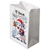 Feestelijke vakantiezak met vrolijke cadeaus medium cadeauzakje (Achterkant Gekanteld)