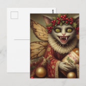 Feestelijke Vampier Kat Kerst Eggnog Briefkaart (Voorkant / Achterkant)