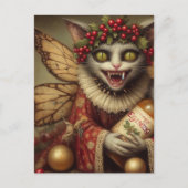 Feestelijke Vampier Kat Kerst Eggnog Briefkaart (Voorkant)